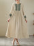 Long Cotton Dresses Women Vintage Style Geometric Embroidery Loose Female Casual Dress