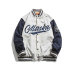 American Letter Burger bestickte Varsity-Jacke, übergroße Baseball-Jacke für Frühling und Herbst