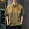 Mens Cargo Pocket Polo Shirt Half Zip Patchwork Casual Tee 2026