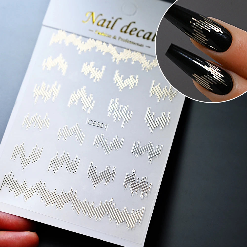 3D Gold Heart Nail Art Stickers