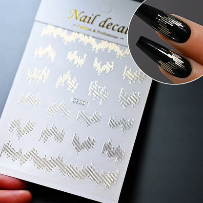 3D Gold Heart Nail Art Stickers