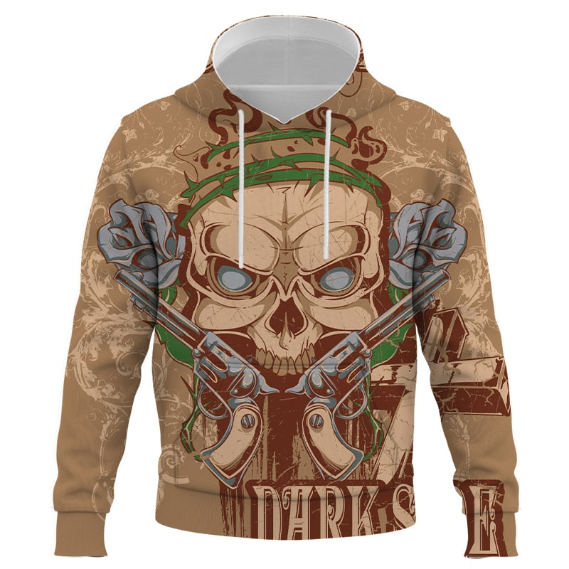 Abstract Skull 3D Printed Hoodies  Streetwear Autumn Hooded Sweatshirt for Men Casual Style