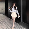 Off Shoulder Blouse Women Long Sleeve Korean Style Sweet Top