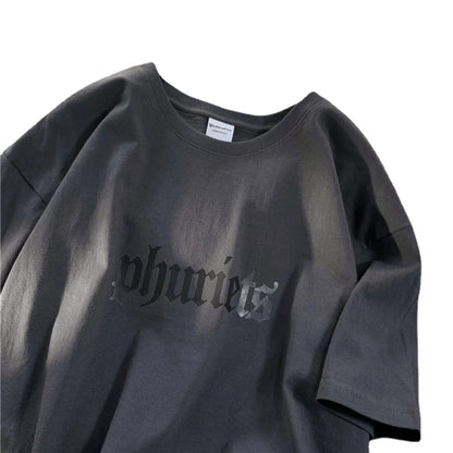 Men's Fashion Oversized White Letter Tee Casual Streetwear