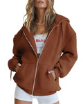 Autumn Winter Zipper Cardigan Hooded Sweatshirt Women