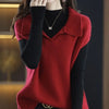 Womens Sweater Vest Polo Collar Oversized Pullover Sleeveless Knit
