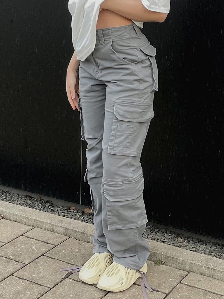 Cargo Pants Y2k Denim Women Fashion Pockets Wide