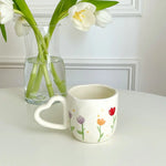 Creative Ceramic Coffee Mug Ins Style Hand Painted Floral Hearts