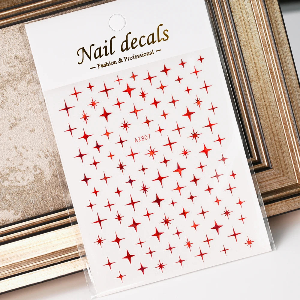 3D Gold Heart Nail Art Stickers