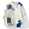 Mens Crew Neck Knit Sweater Korean Style Fall Winter Pullover