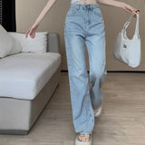 Von Designern inspirierte koreanische Jeans mit weitem Bein