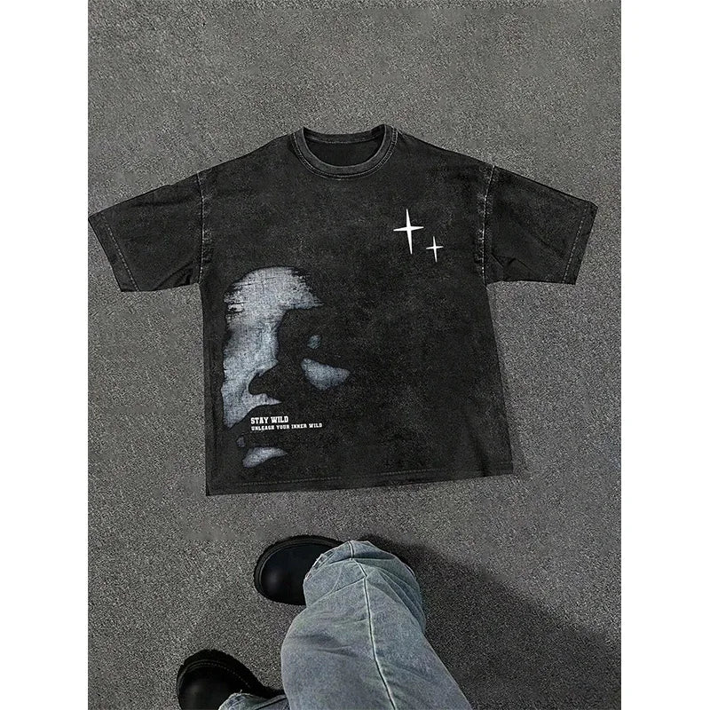 Vintage Avatar Graphic Tee Women’s Round Neck Street Dance Top