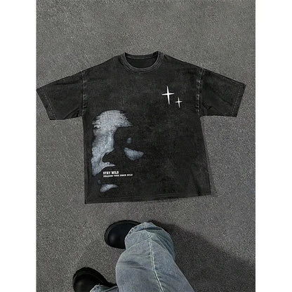 Vintage Avatar Graphic Tee Women’s Round Neck Street Dance Top