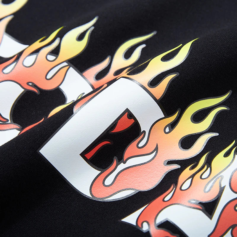 Big & Tall Flame Letter Hoodie 3XL-12XL Men’s Streetwear 2024