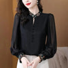 Embroidered Chiffon Blouse Stand Collar Elegant Spring Top