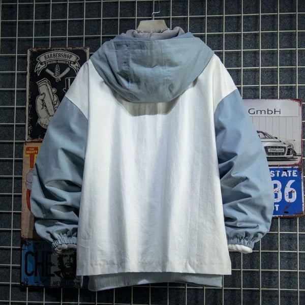 Anime Cat Hoodie Men Patchwork Japanese Streetwear Harajuku Style