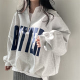 Hoodies Frauen Koreanische Übergroßen Sweatshirts Lose Beiläufige O-ansatz