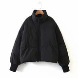 Women's Winter Stand Collar Zip Cropped Puffer Jacket