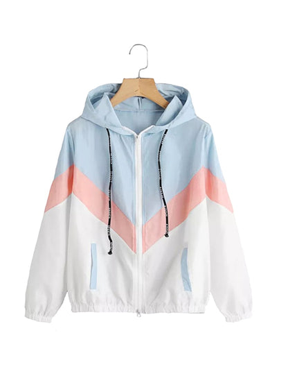 Women Jacket Multicolor Patchwork Streatwear