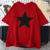 Five-Pointed Star Print Tee Top Tee Shirts Oversized