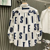 Mens Vintage Graphic Shirt Oversized Button Up Long Sleeve Casual