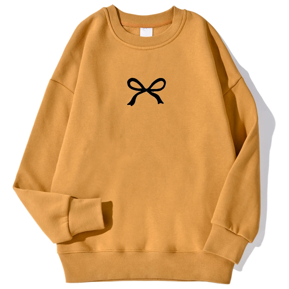 Casual Women's Sweatshirts Kawaii Bow Graphic Prints Pullover