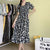 Spring Summer Elastic Waist Chiffon Dress Women Casual Pleated A-line