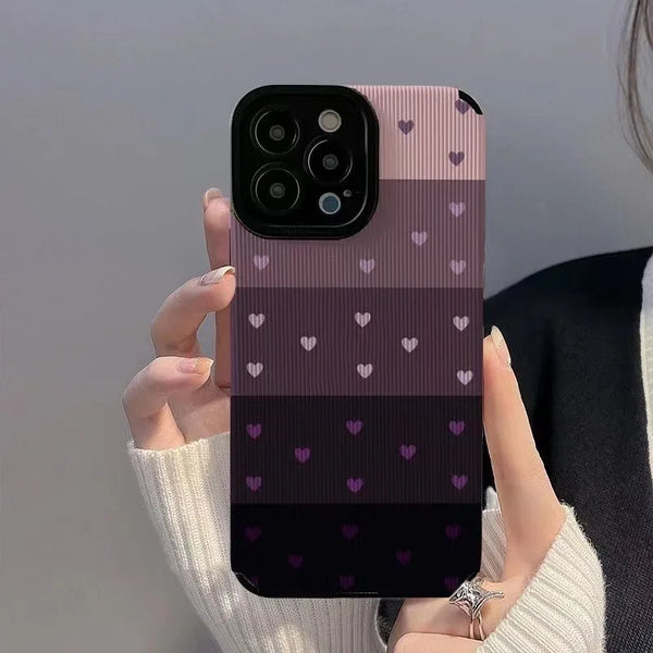 Gradient Splicing Small Love Heart Case