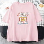 Cute Kawaii Popcorn T-Shirt Woman Cute Graphic