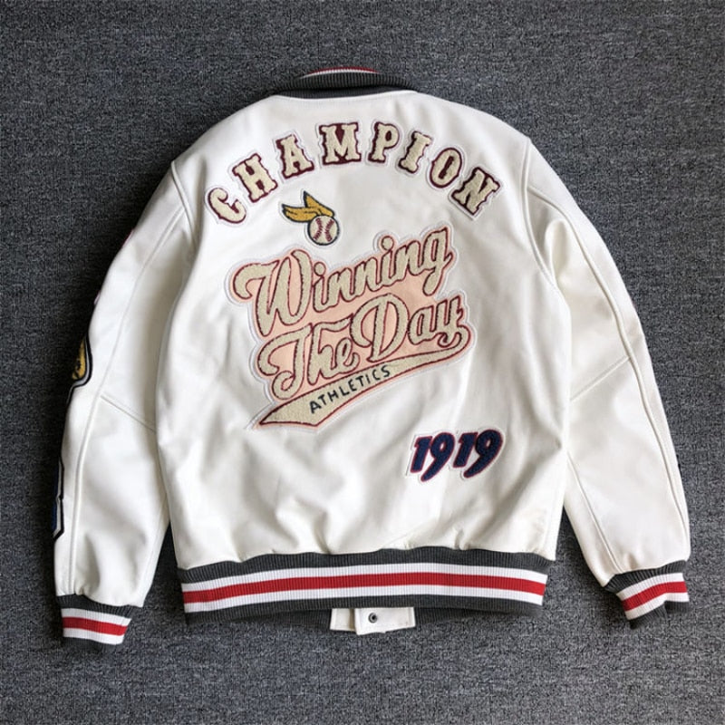 Men Jackets Outwear embroidery white short