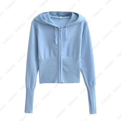 Women Y2k Sweater Hoodie Outfits Casual Zipper Set High Waist