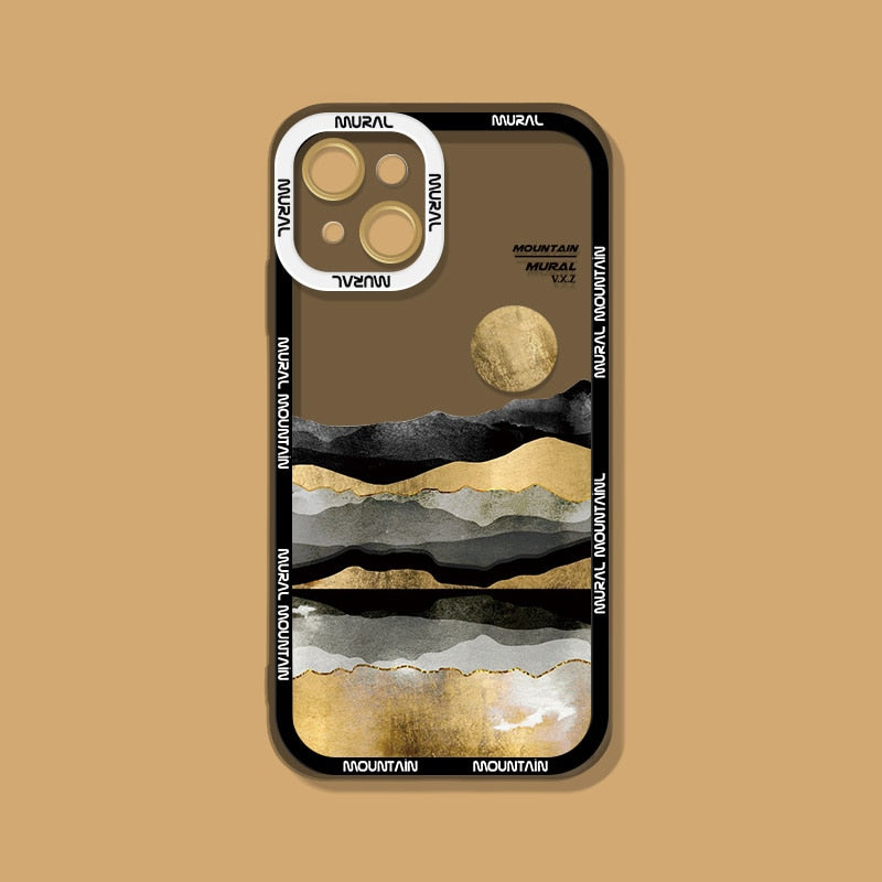 Mountain Mural Scenery Soft Silicone Case for iPhone