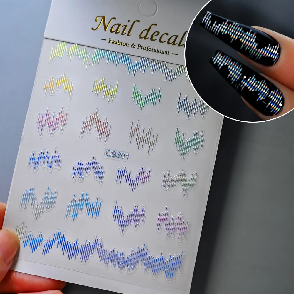 3D Gold Heart Nail Art Stickers