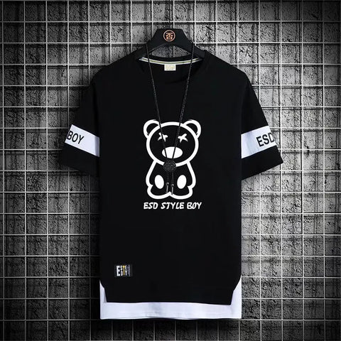 Men T-shirt Print Teddy Bear Tops