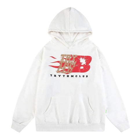 Men Big Letter Print Oversize Hoodie Streetwear Tops