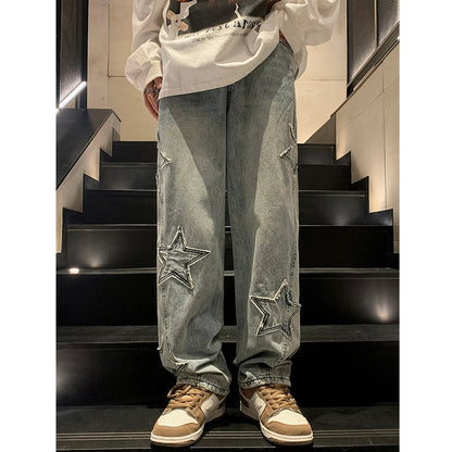 Men Jeans Gothic  Wide Leg Loose Hip-hop Fashion Youth