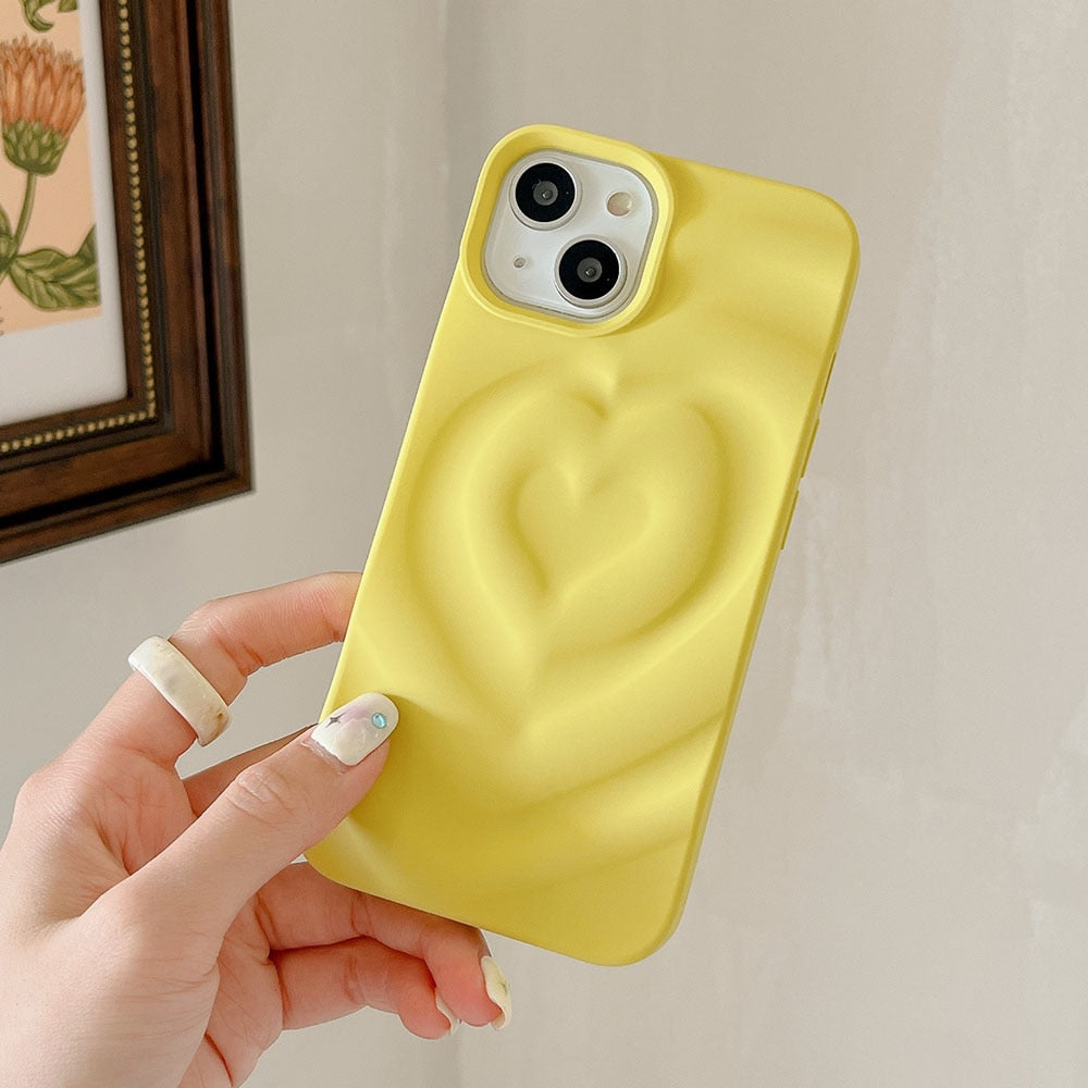 Luxury Electroplate Silver Heart Water Ripple Phone Case for iPhone Soft Silicone