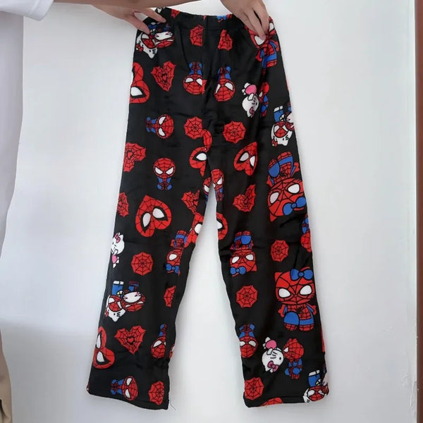 Hello Kitty Spider-Man Pajama Pants Cotton Loose Women’s Lounge Wear
