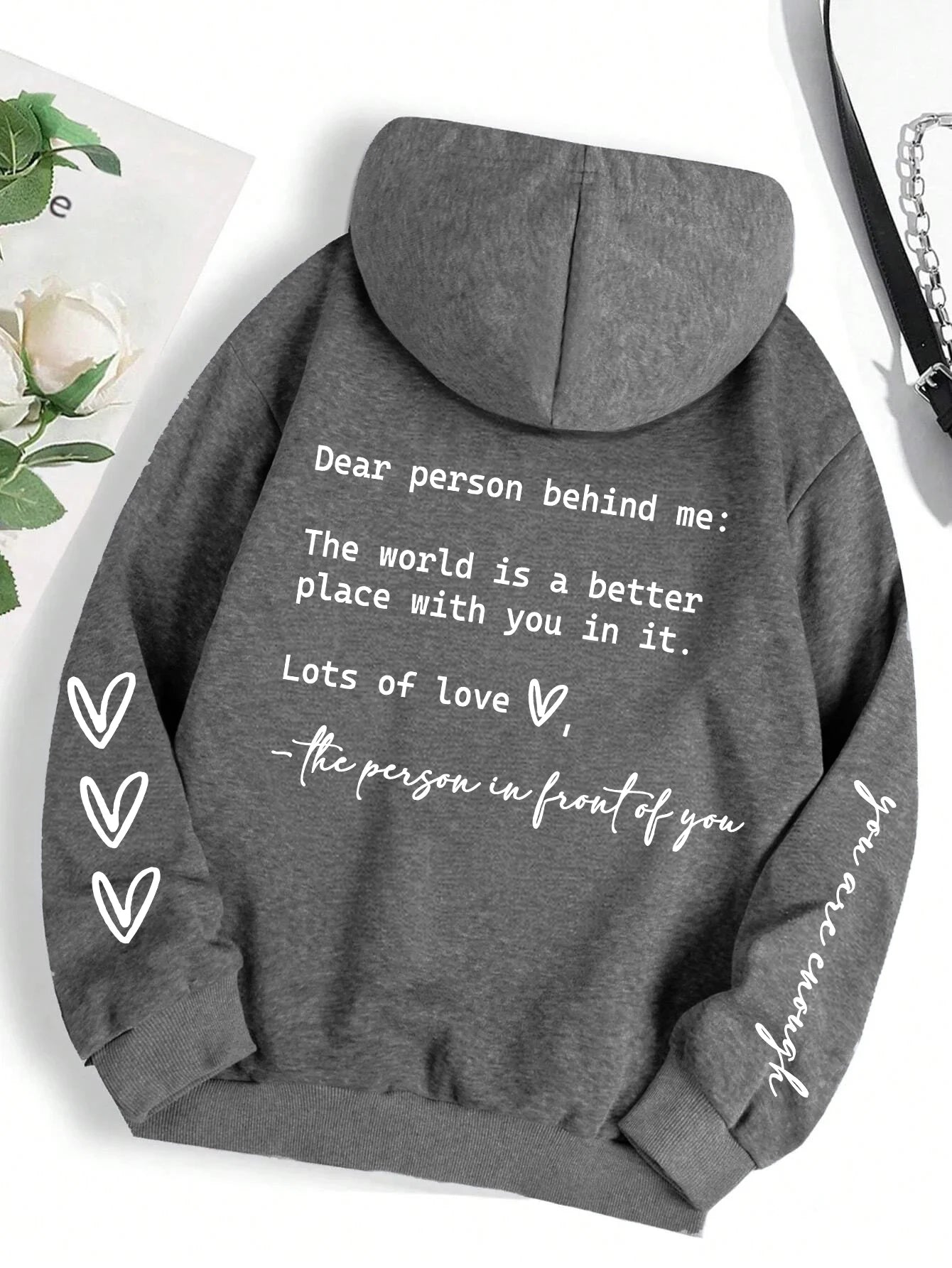 Dear Person Behind Me Hoodie Women Fleece Graphic Print Casual Top