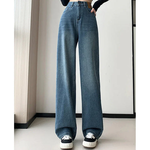 2024 High Waist Streetwear Straight Leg Jeans Girls Vintage Baggy