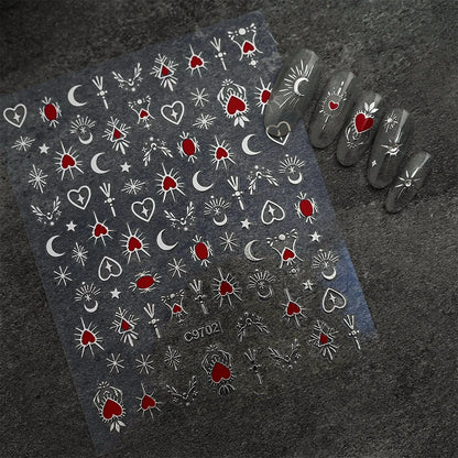 3D Gold Heart Nail Art Stickers