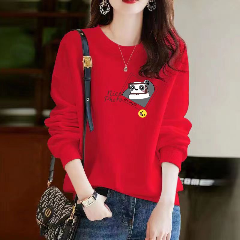 Cartoon Panda Cat Long Sleeve Female Sweatshirt Pullovers Casual