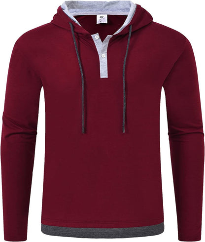 Men Hoodies Sweatshirts Long Sleeve Solid Lightweight Casual