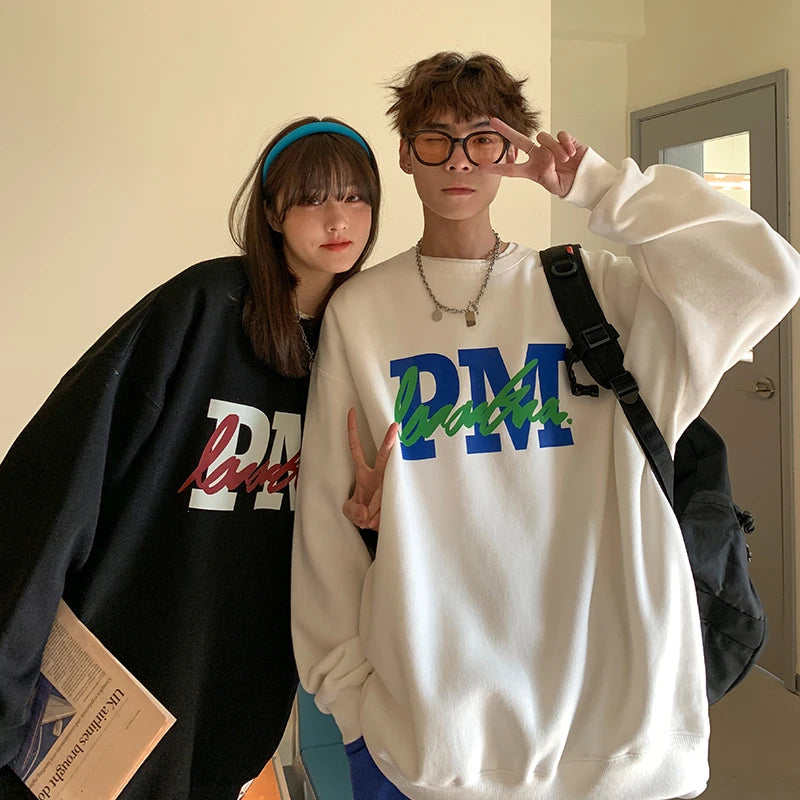 Y2k Sweatshirt Kpop Letter Print Long Sleeve Casual Couples Hoodie Tops Autumn