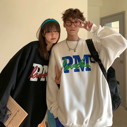 Y2k Sweatshirt Kpop Letter Print Long Sleeve Casual Couples Hoodie Tops Autumn
