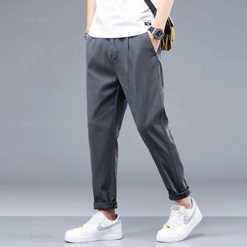 Korean Elastic Waist Lyocell Fabric Casual Pants Men