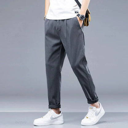 Korean Elastic Waist Lyocell Fabric Casual Pants Men