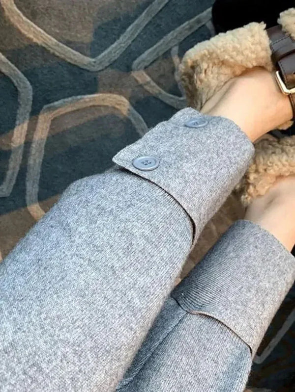 Womens Knit Harem Joggers High Waist Fleece Baggy Sweatpants Winter