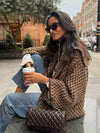 Womens Brown Cardigan Sweater Coat Oversized Button Knit Fall Long