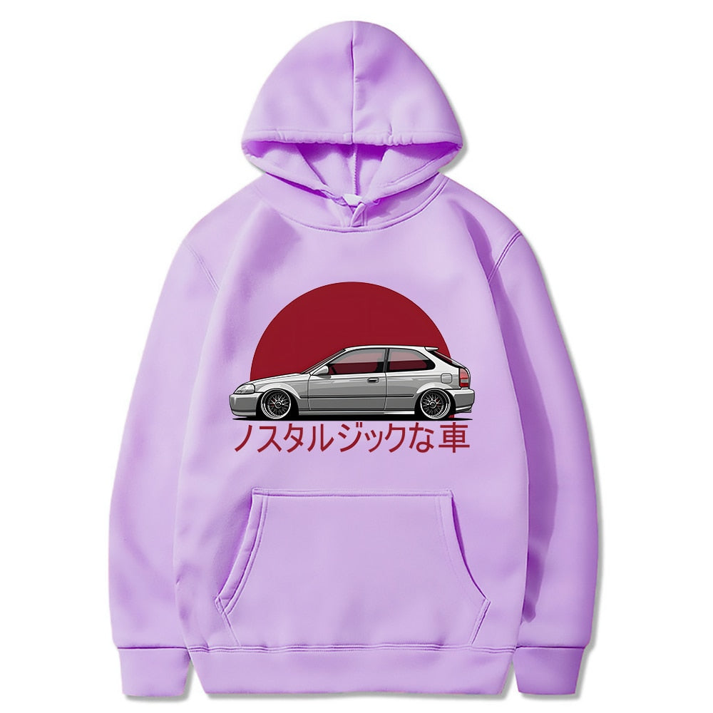 Men Hoodie Car Jdm Japanese Streetwear Pullover